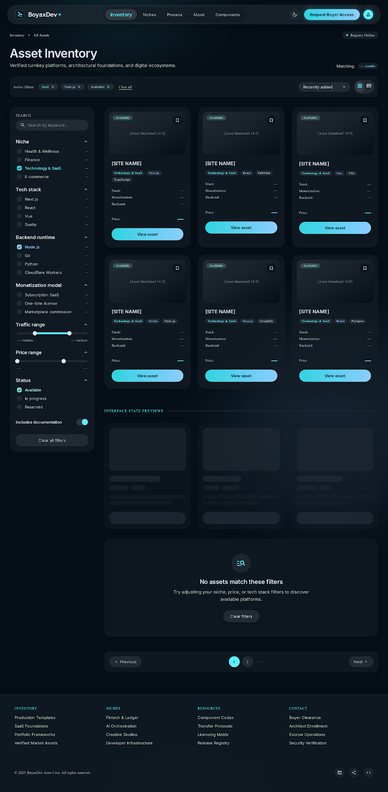 Asset Inventory screen